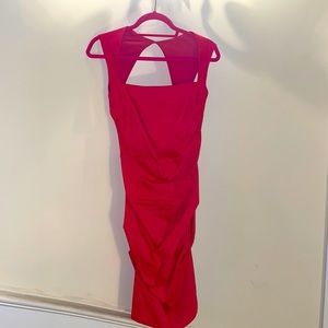 Artelier by Nicole Miller size 6 bright pink ruched linen dress